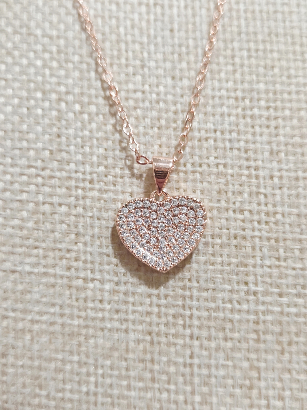Rose Gold Heart Pavé Pendant Necklace - Women Jewelry